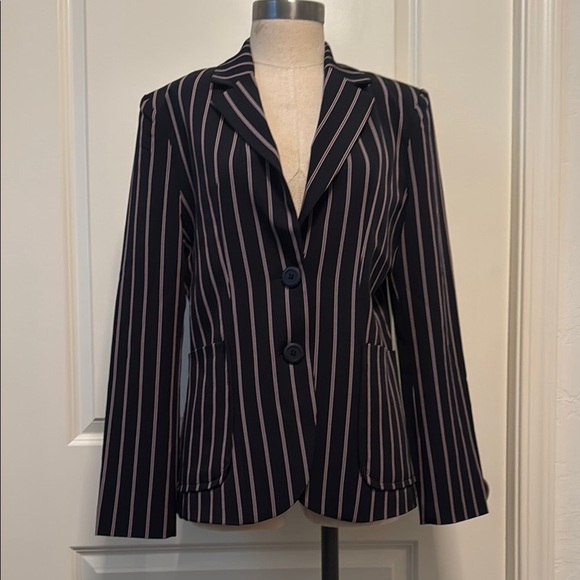 BB Dakota Jackets & Blazers - Women's Striped Blazer - Navy, red and white